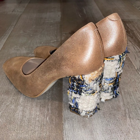Anthropologie leather and tweed block heels - Picture 2 of 13